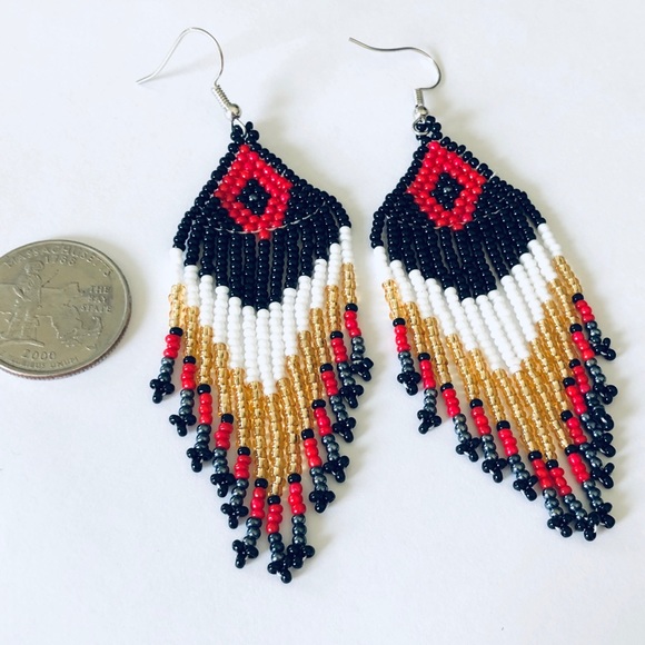 Handmade Beaded Bohemian Earrings Multicolored NEW - Picture 6 of 6